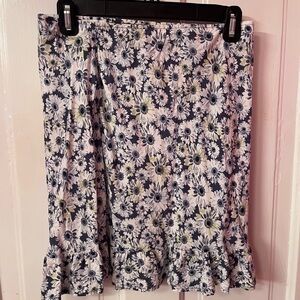 Blue and White Floral Mini Skirt